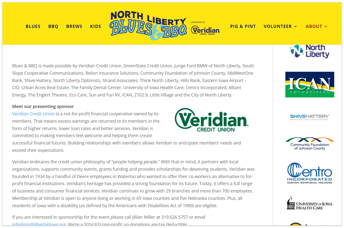 Page des sponsors North Liberty Blue